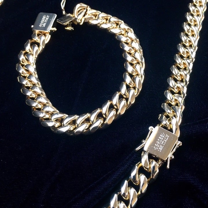 CUBAN LINK CHAIN BRACELET 18K GOLD ITALY