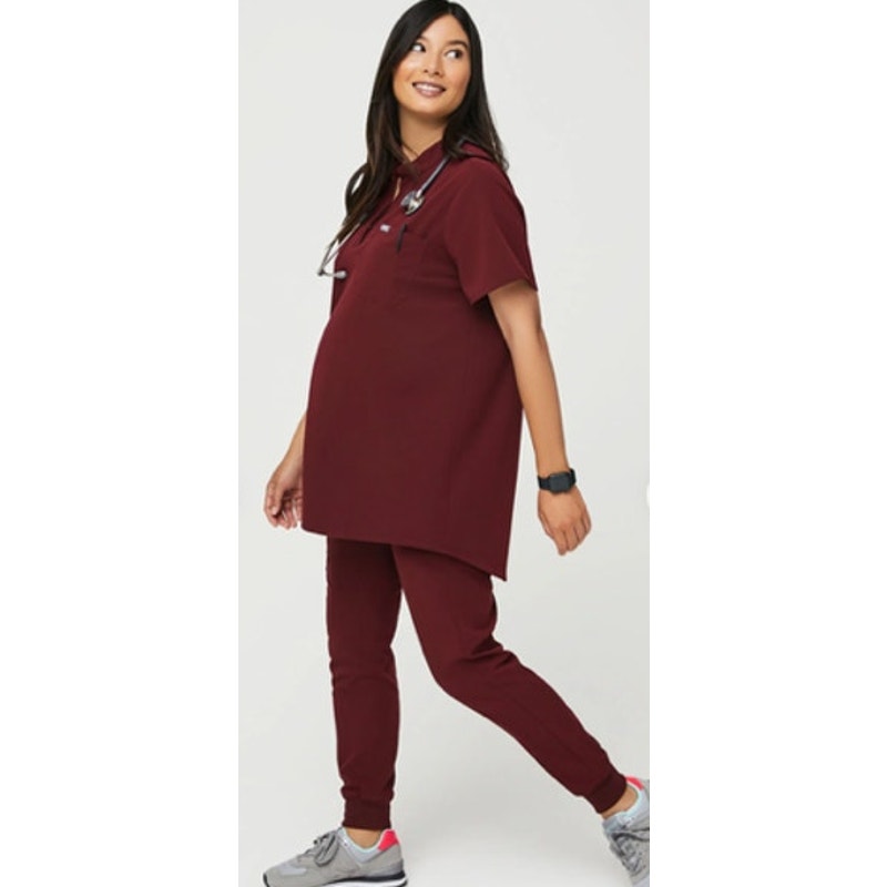 Figs FULL SET Maternity Burgundy Zamora Jogger Kitale Scrub Top L