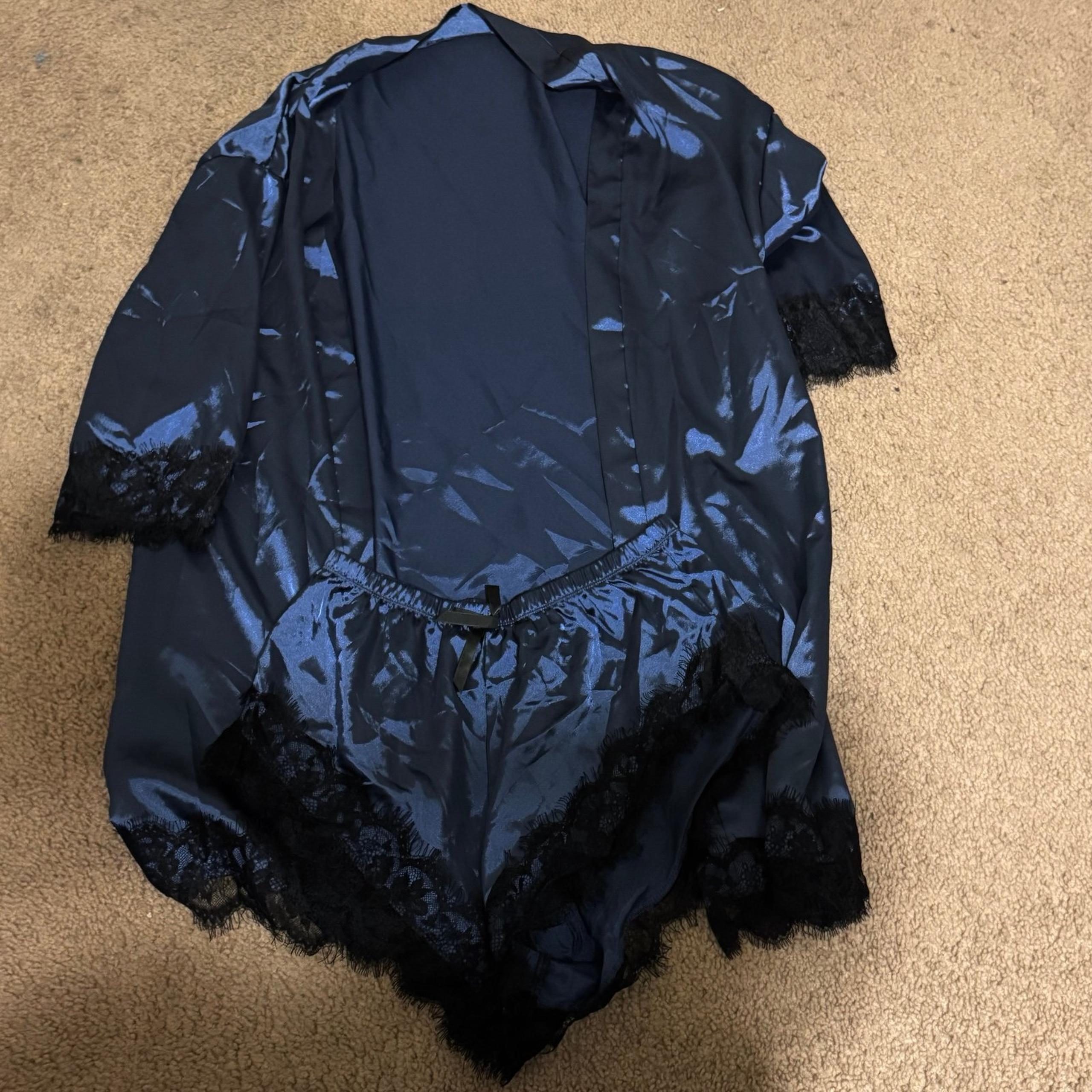 Women's Satin Pajama Set 2pcs Floral Lace Trim Cami Lingerie