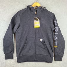 Ariat Women's Small Rebar All-Weather Logo Grey Full-Zip Hoodie 10032910