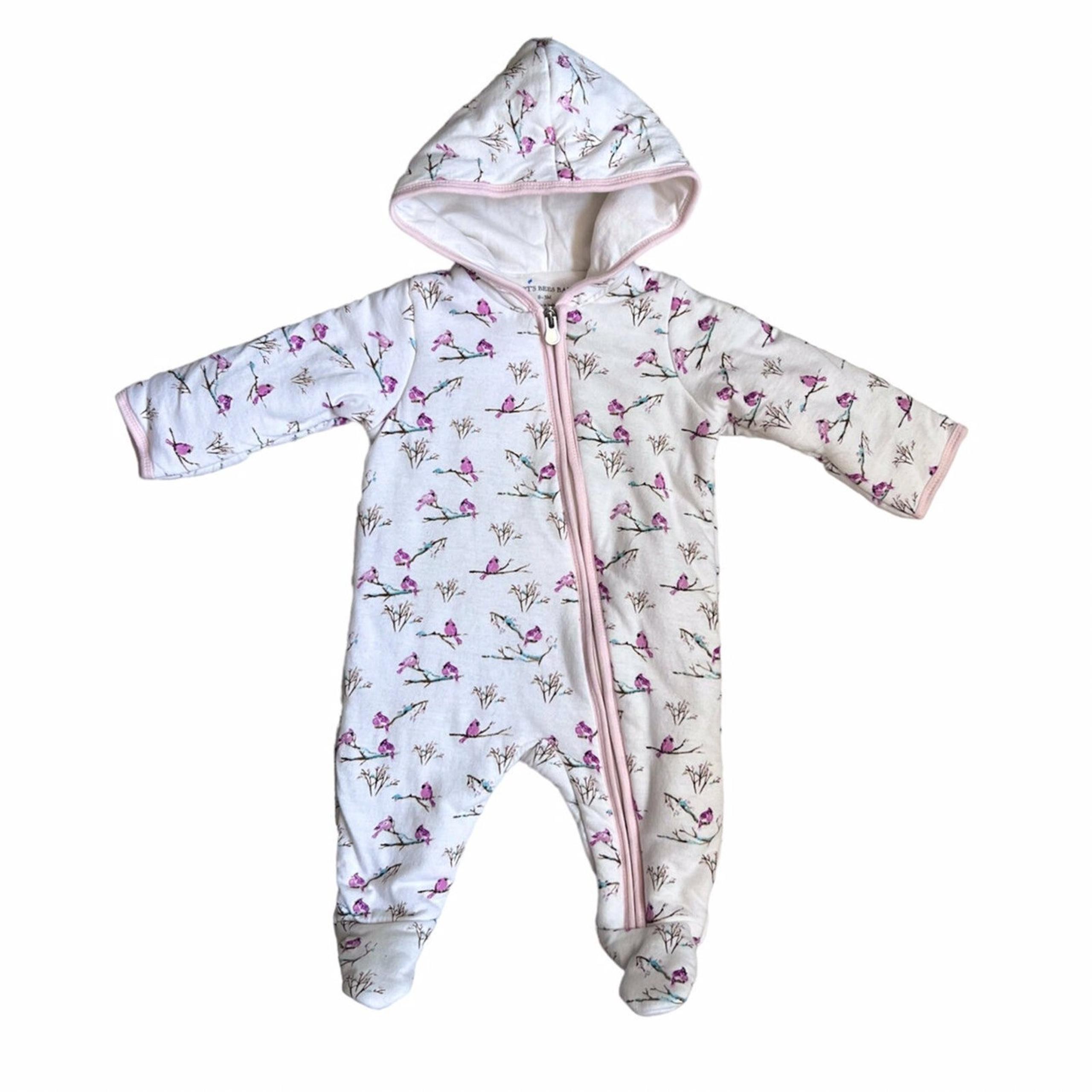 Burt's Bees Baby Pink Snowy Songbirds Bunting Size 0-3 Months