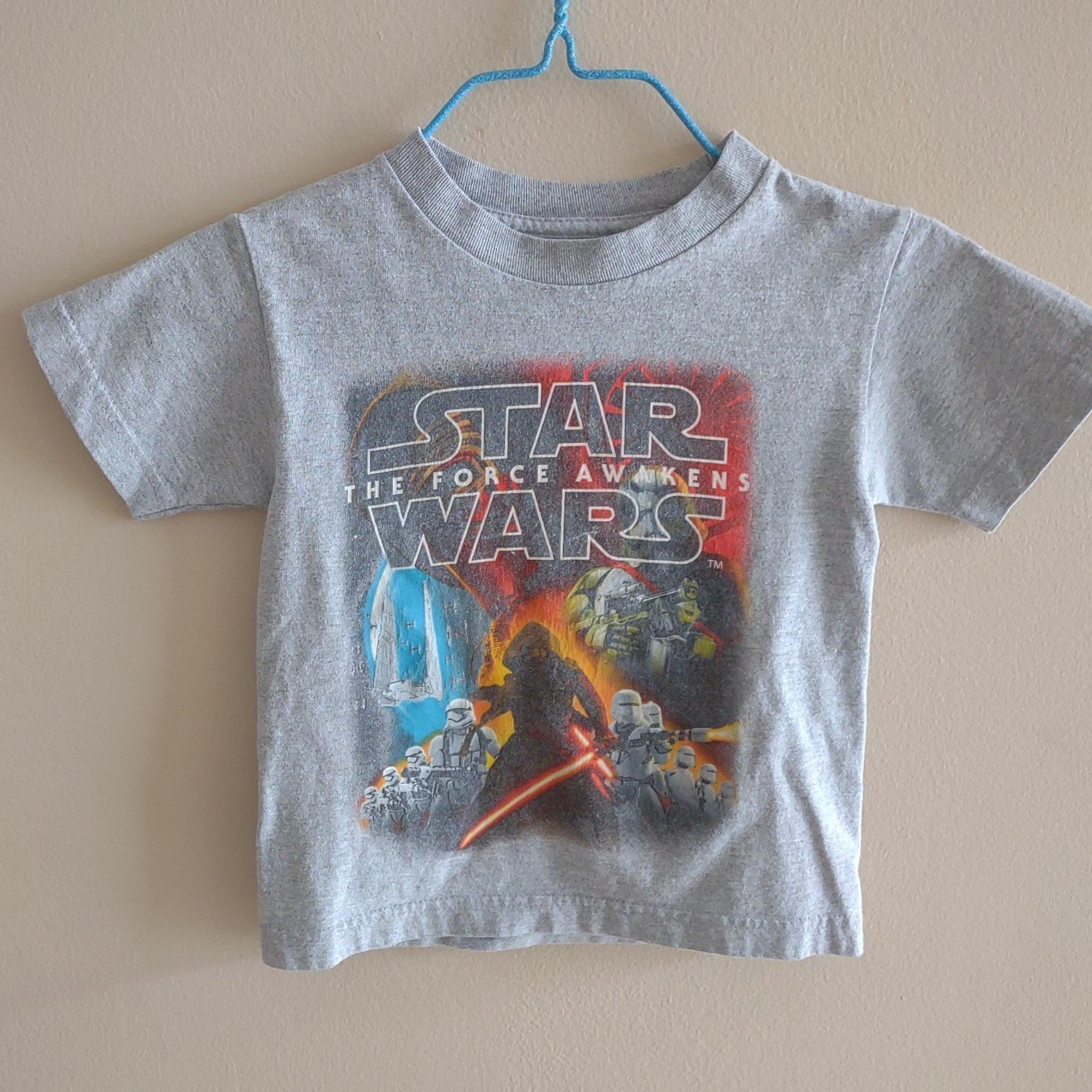 Star Wars Boys Short Sleeve T-Shirt Size 4 Gray Movie War Graphic Cartoon #0118