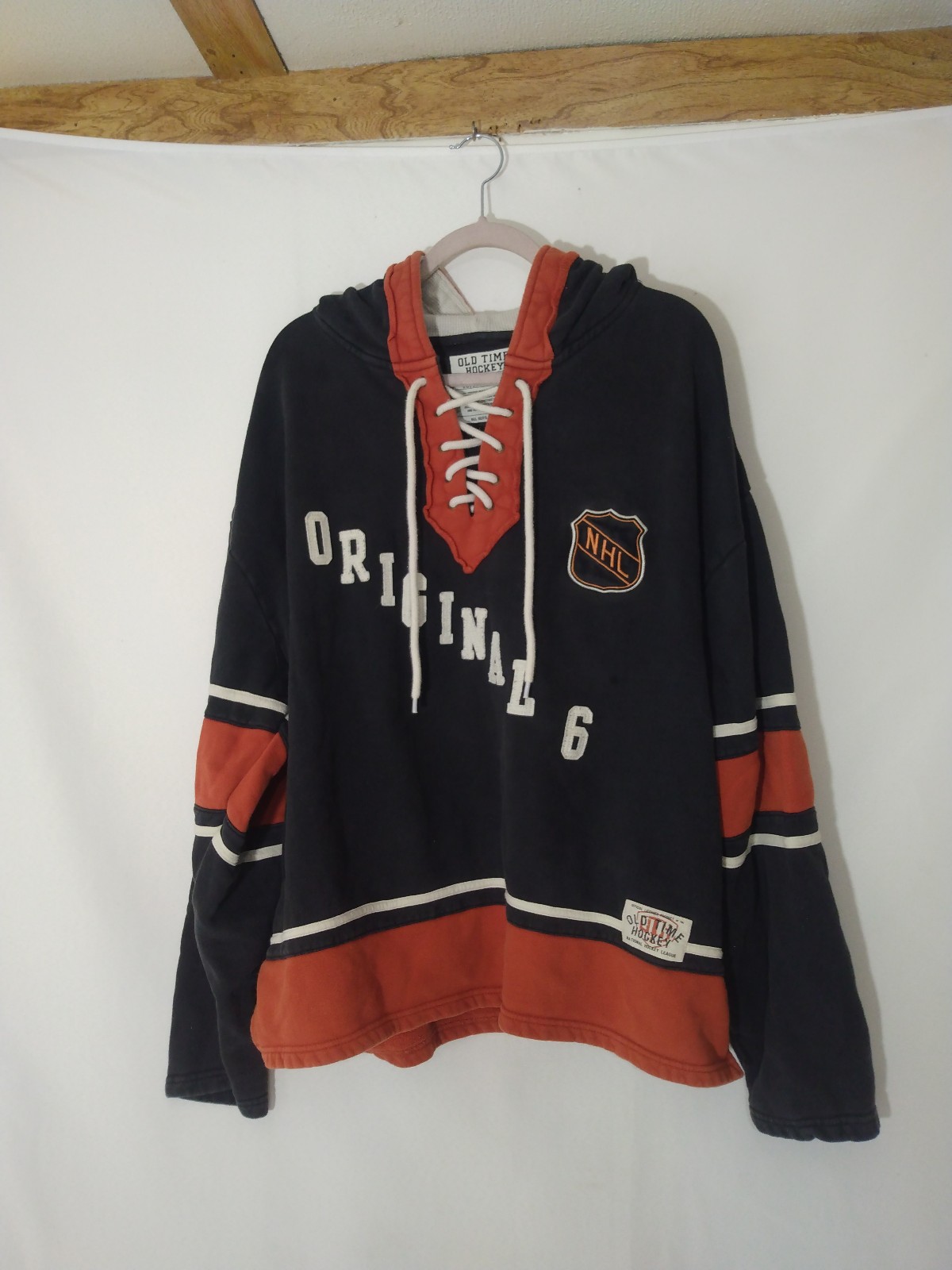 Mens Old Time Hockey Rafters Collection Original 6 Embroidered Lacer Hoodie XL