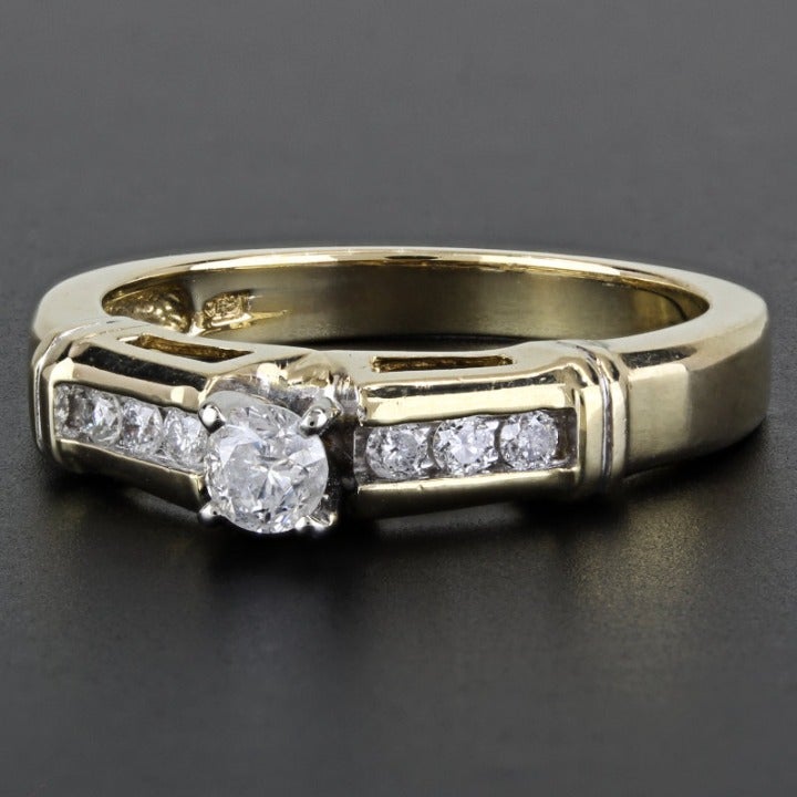 14k Yellow Gold Diamond Engagement Ring Band