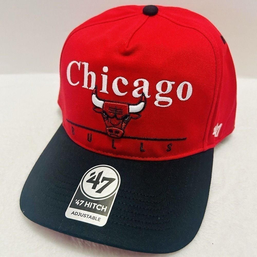 '47 Brand Chicago Bulls Super Hitch Adjustable Hat Cap Snapback Red Black 2-Tone