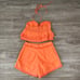 Lena Two Piece Set- Orange Halter Top and High Waist Mini Shorts (Sz M)