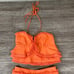 Lena Two Piece Set- Orange Halter Top and High Waist Mini Shorts (Sz M)