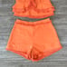 Lena Two Piece Set- Orange Halter Top and High Waist Mini Shorts (Sz M)
