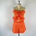 Lena Two Piece Set- Orange Halter Top and High Waist Mini Shorts (Sz M)