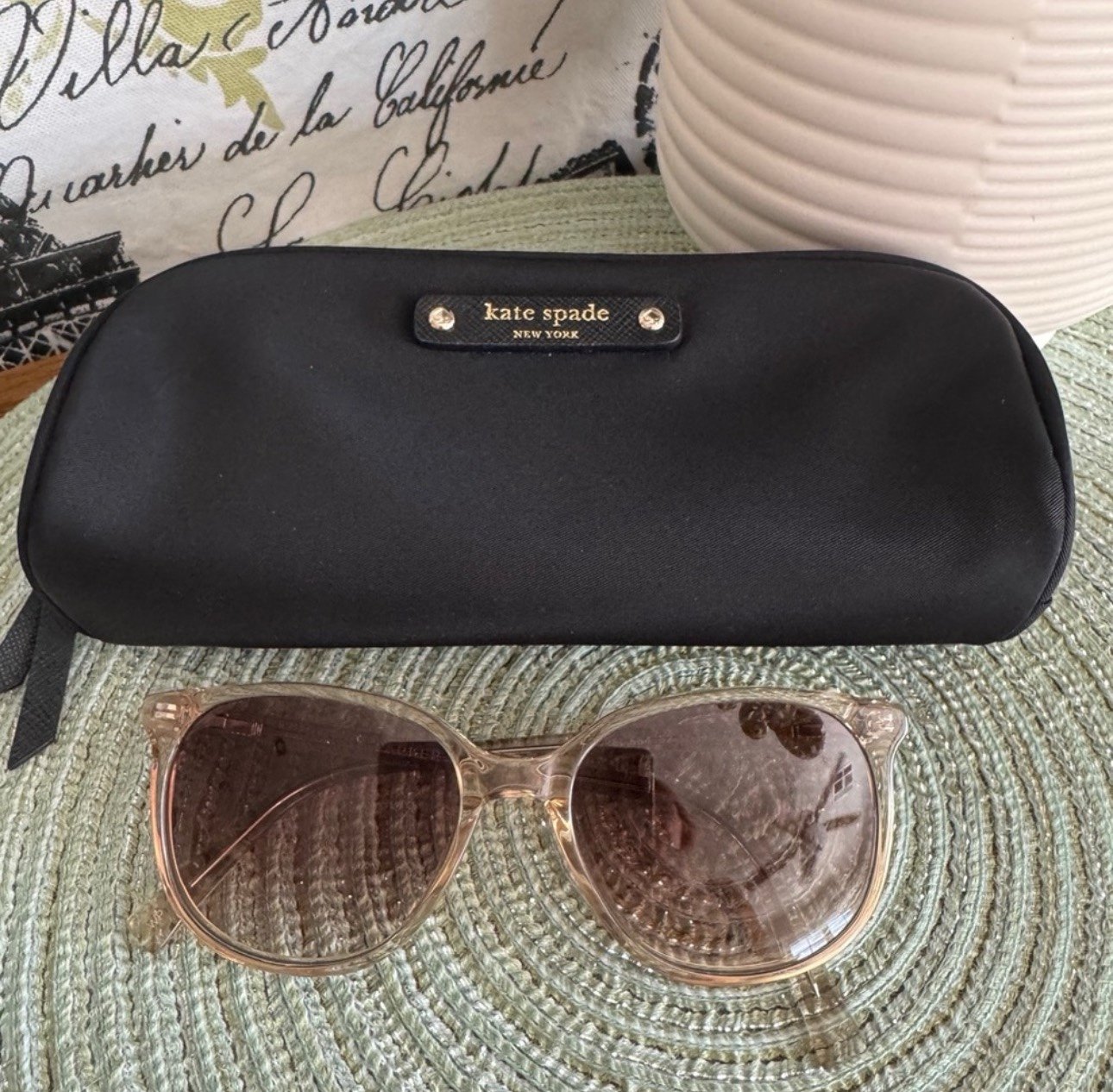 Warby Parker Laurel Gradient Sunglasses With Black Nylon Kate Spade Glasses Case
