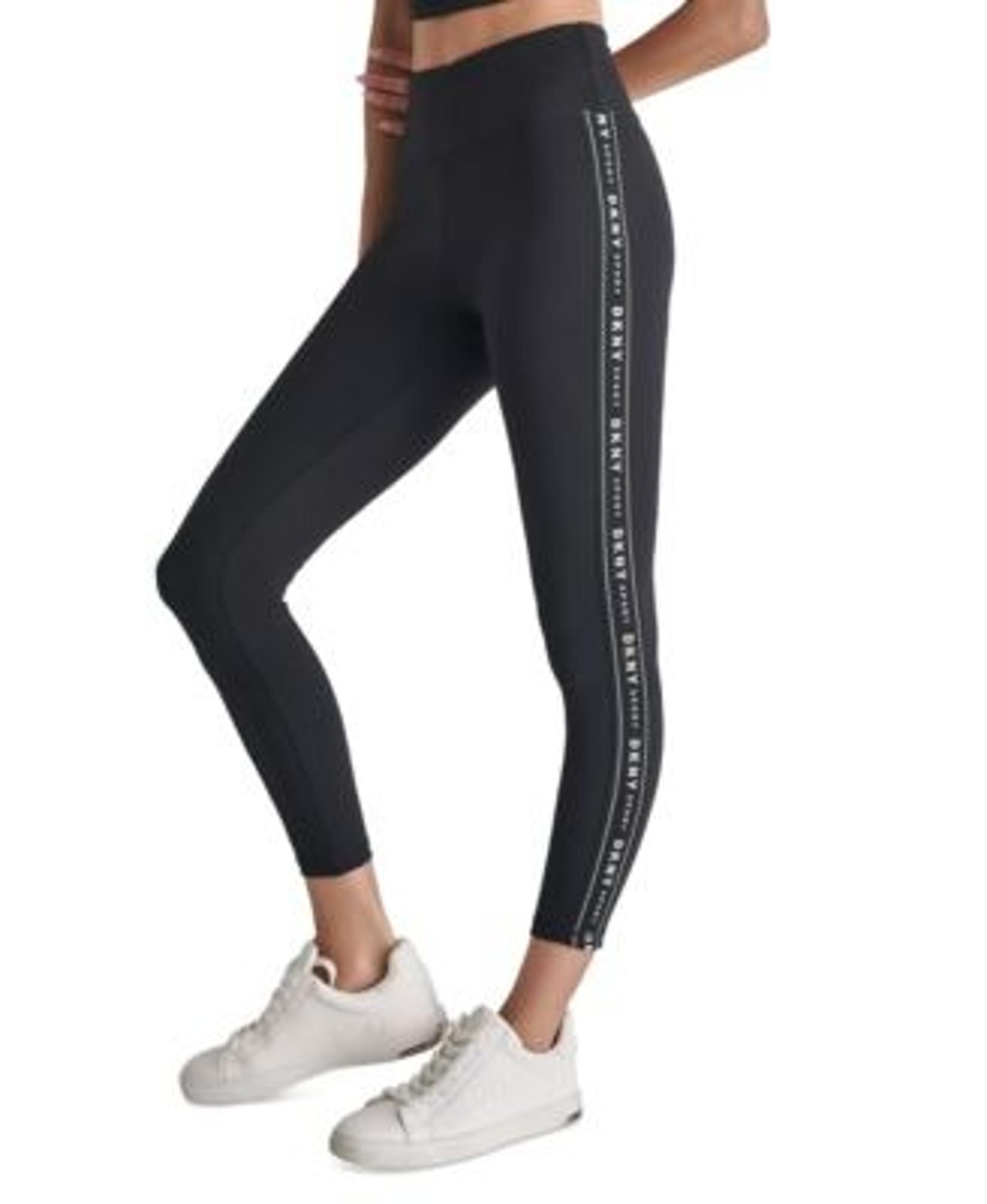 DKNY Sport Women's Black High-Waist Logo Tape Leggings Size: Medium