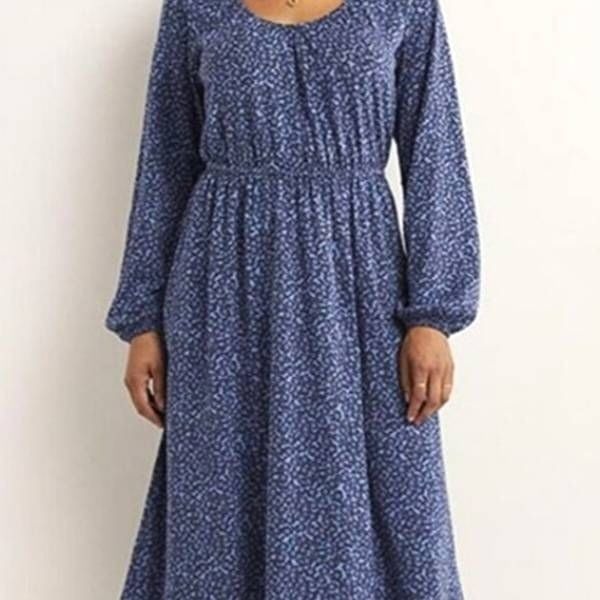 Boden Scoop Neck Jersey Midi Dress in Blue print sz 2P