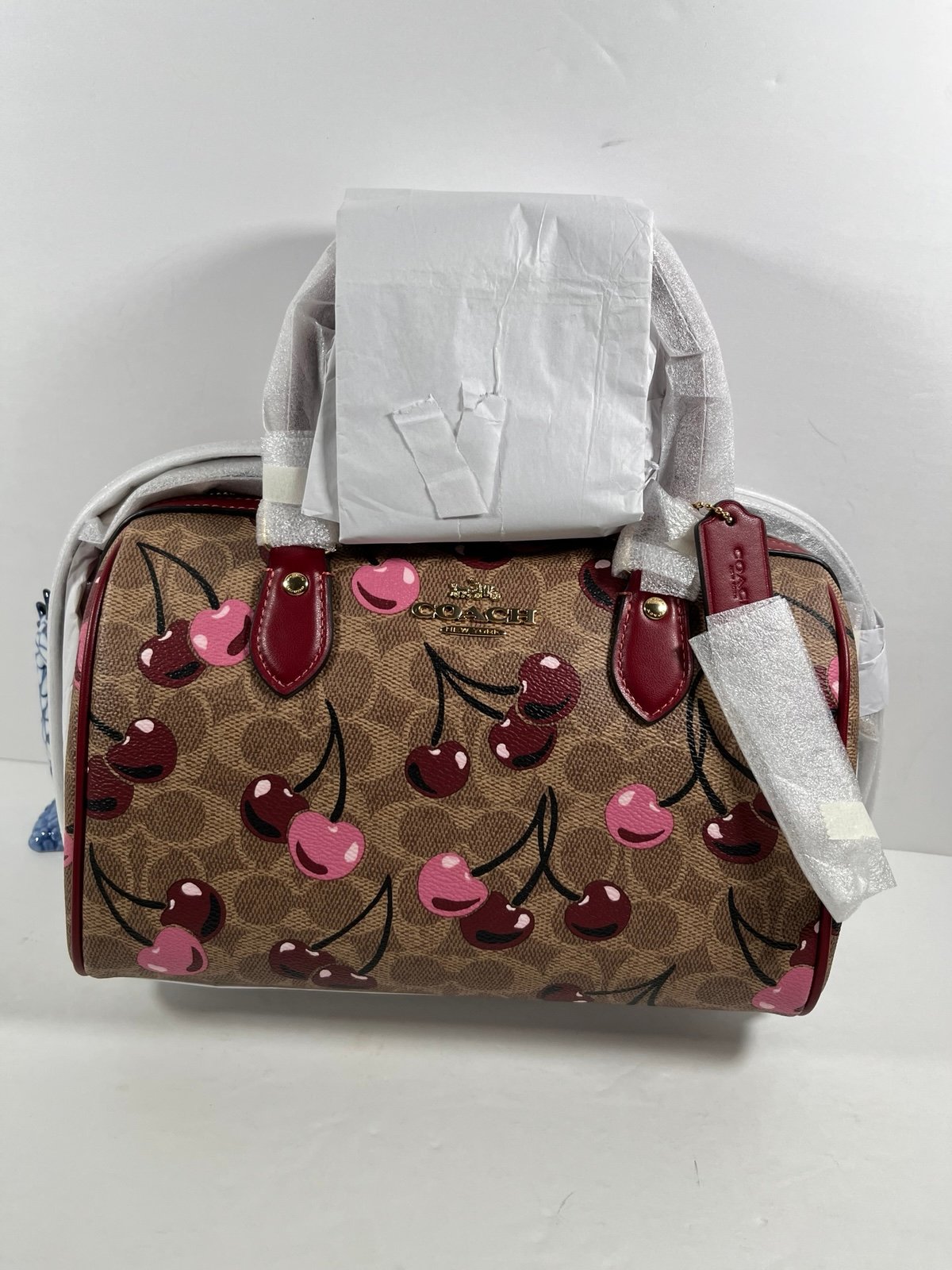 Coach Signature Canvas With Cherry Print NWT