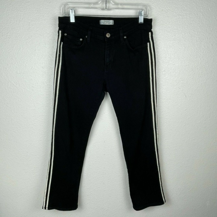 Principle Denim Jeans Women's Sz 29 Optimist Cropped Side Striped Mid-Rise Black