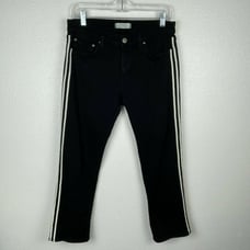 Principle Denim Jeans Women's Sz 29 Optimist Cropped Side Striped Mid-Rise Black