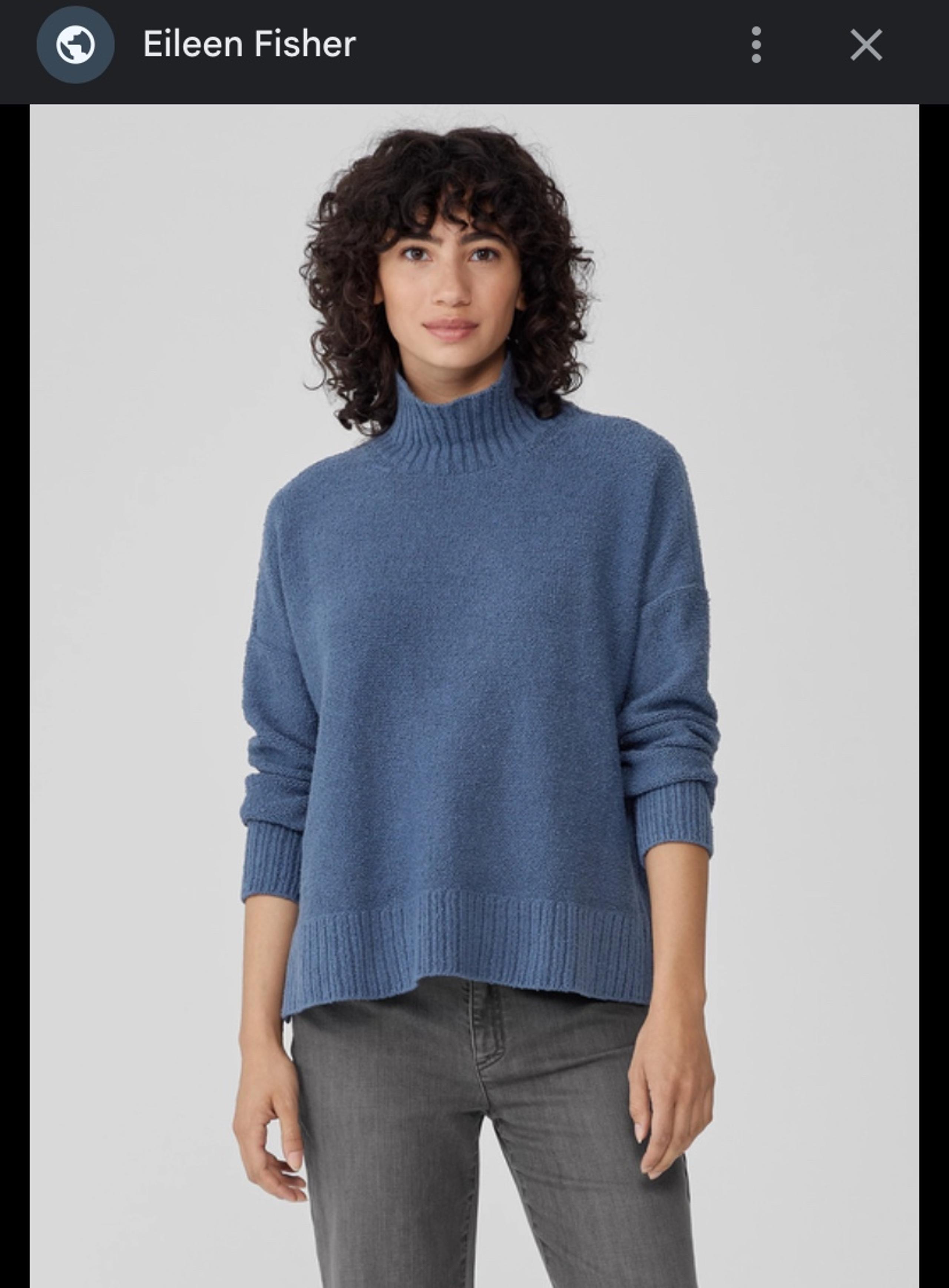 Eileen Fisher “ Peruvian organic cotton boucle turtleneck” (ORIG $288) #718
