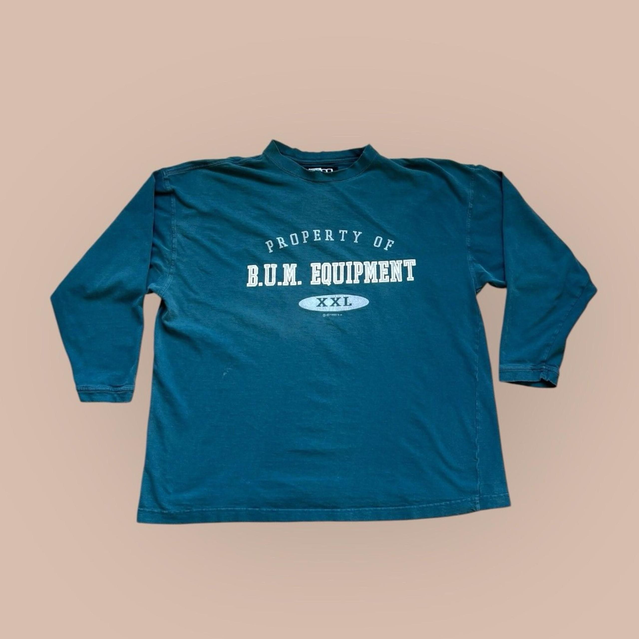 Vintage B.U.M Equipment Long Sleeve Shirt Men’s Large 1993 Turquoise Distressed