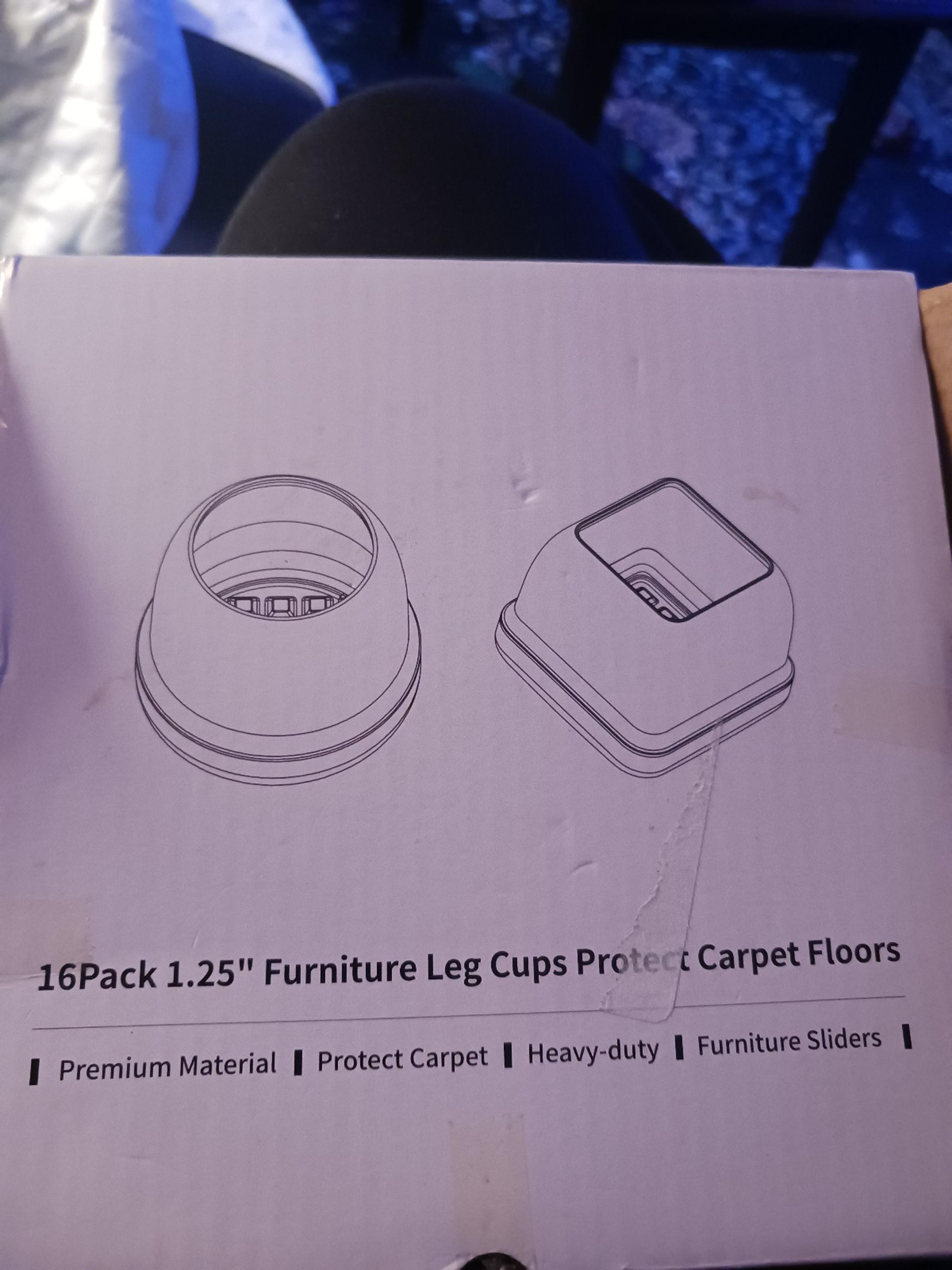 Set of 16 Furniture Leg Cups Rubber Sz 1.25" *New*