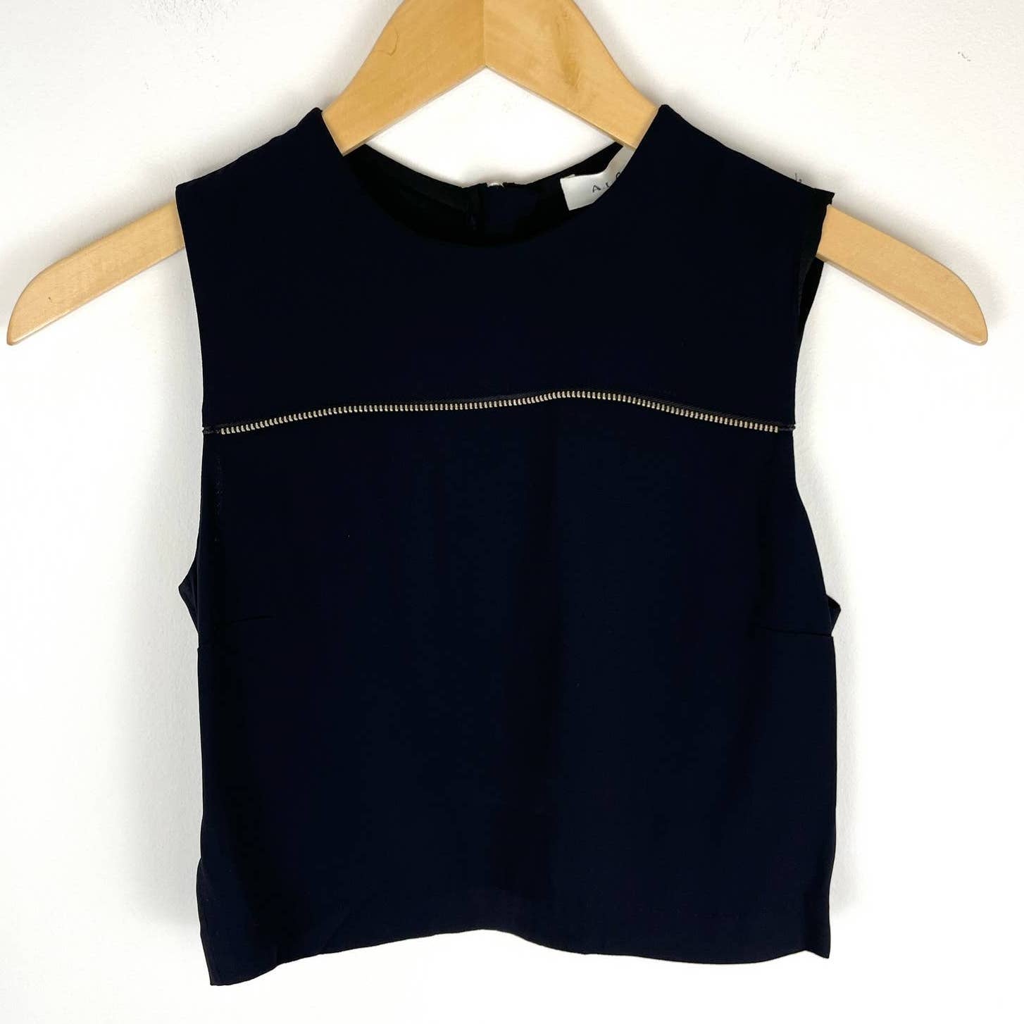 A.L.C. Zipper Detail Sleeveless Crop Top In Navy Size 0 New