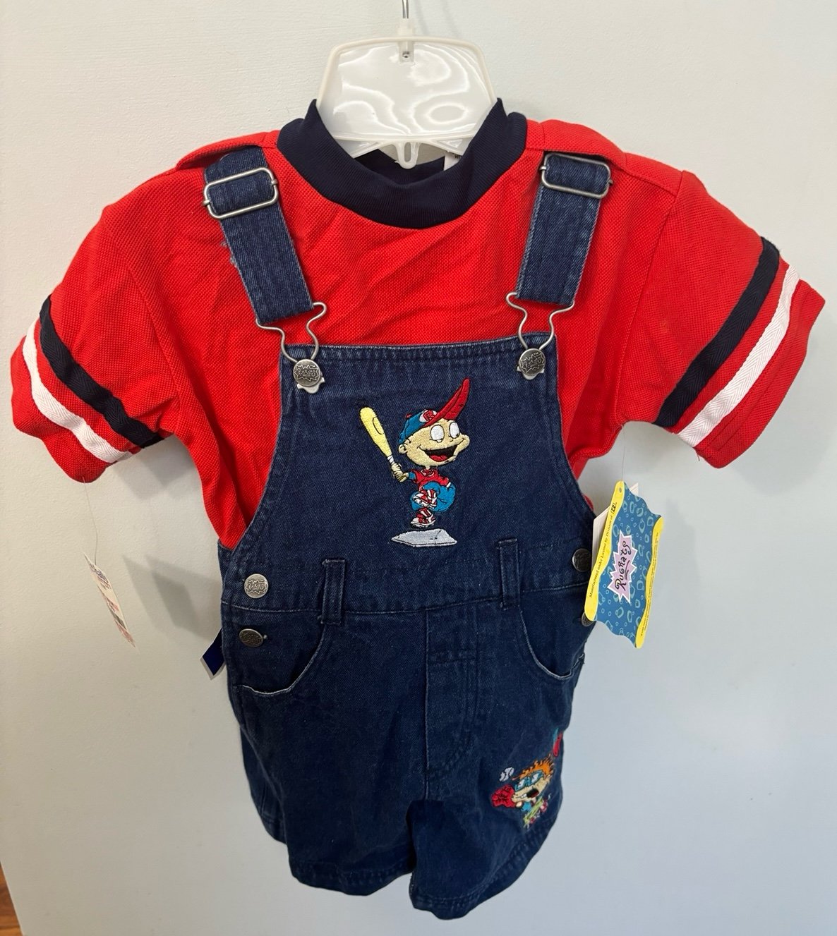 NWT - Vintage 1999 Rugrats denim shortall set-embroidered - size 3t
