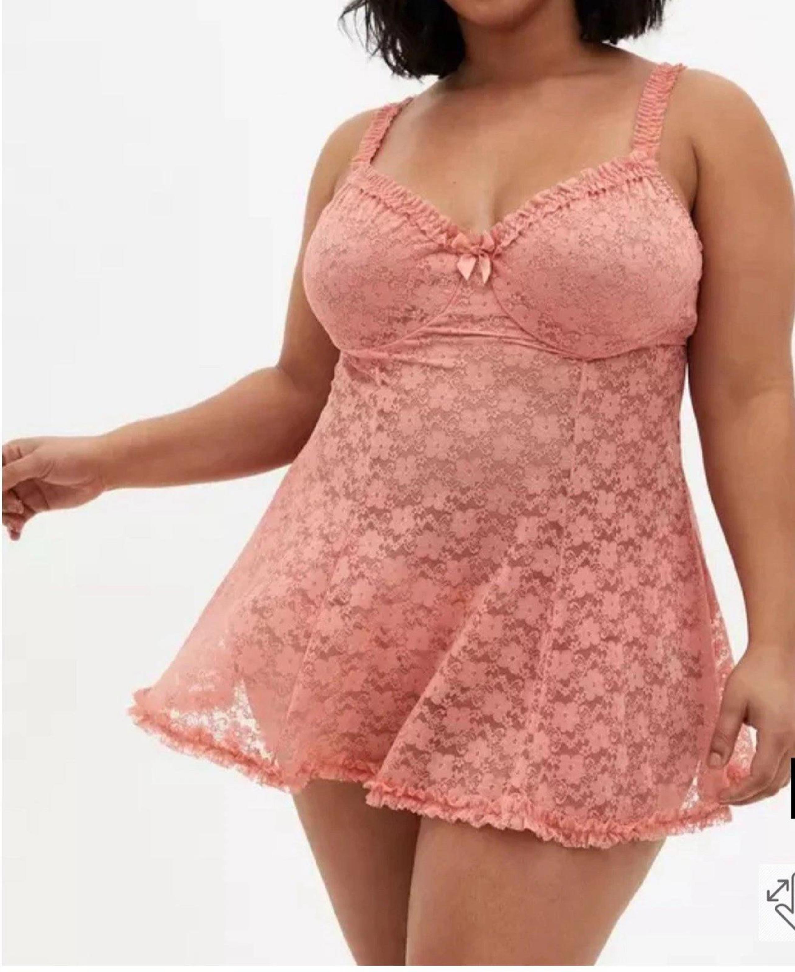 Torrid Curves Sexy-Lingerie Babydoll Sleepwear Lace Dress Plus Size 2 New Orange