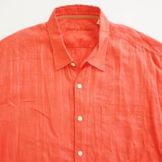 Tommy Bahama Mens Hawaiian Shirt Button Up Coral Orange Linen Size XLX