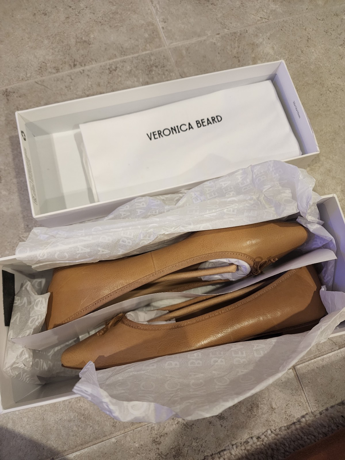 Veronica Beard Catherine Leather Ballet Flat Natural Brown