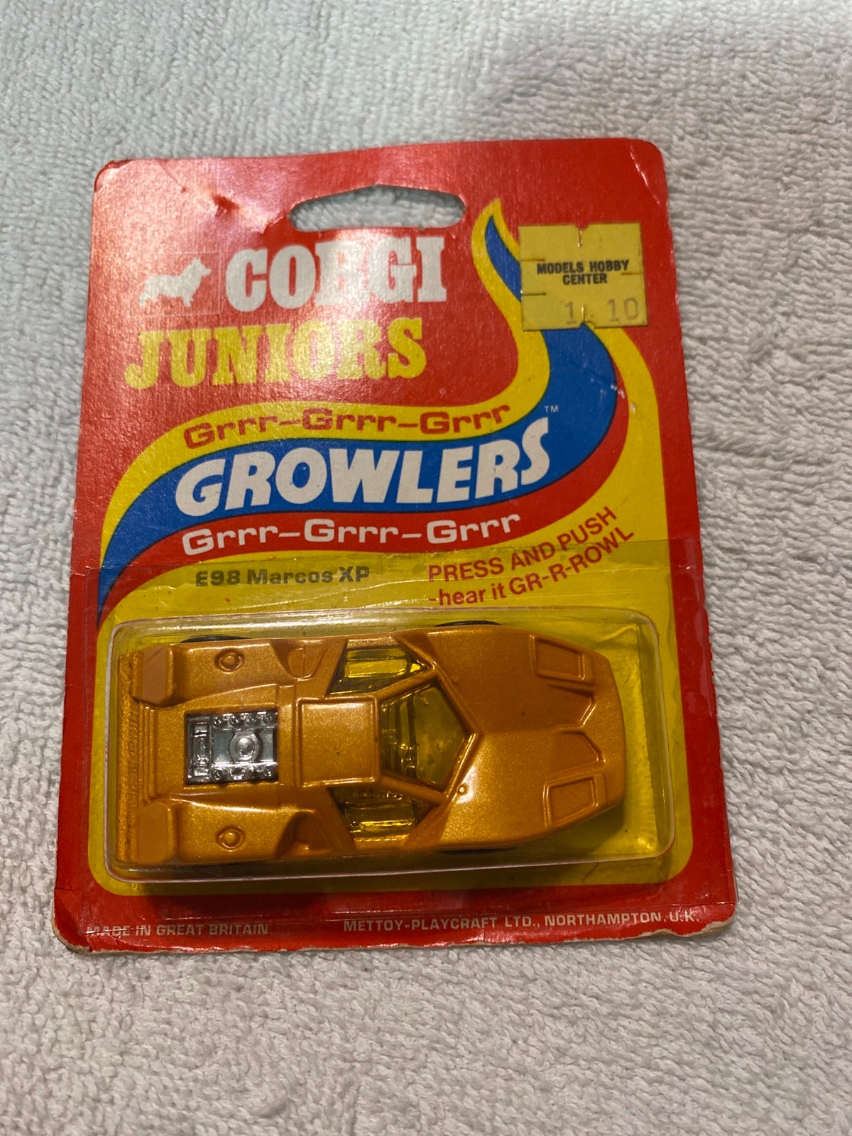 Vtg. 1975 Corgi Juniors Growlers E98 MARCOS XP Orange/Gold On Card