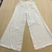 Venti6 FRINGE HEM White COTTON LINEN FLARE PANTS SMALL Brand New