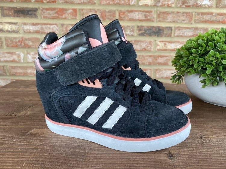 red adidas wedge sneakers