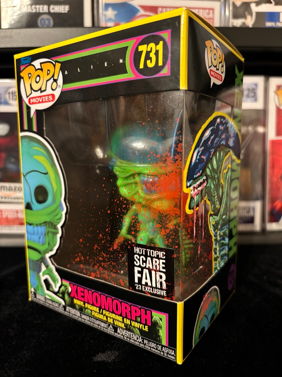 Funko Pop Alien Xenomorph 731 Exclusive Scare Fair ‘23 Blacklight Bloody Custom