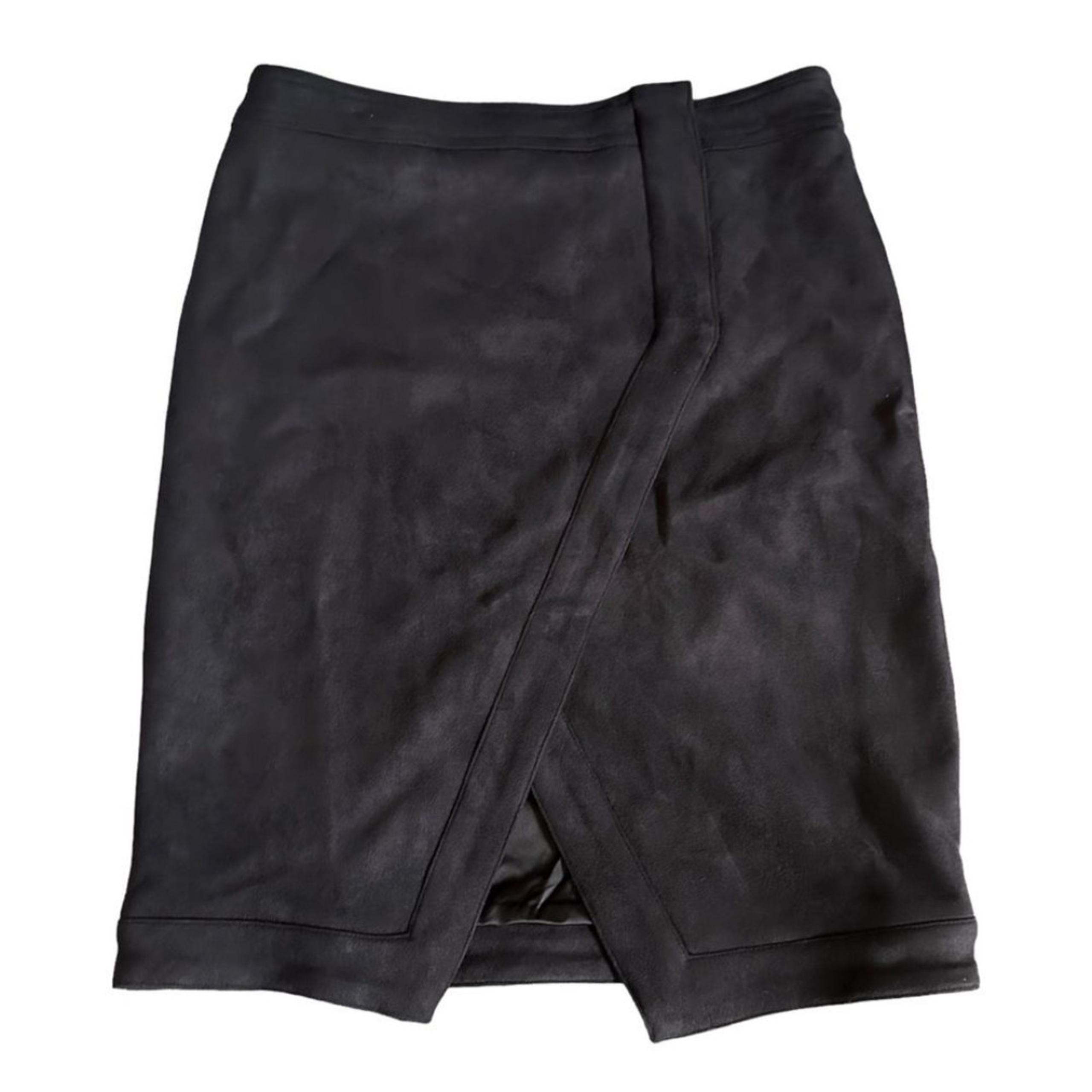 LF Seek the Label Micro Suede Charcoal Gray Soft Faux Wrap Mini Skirt Size S NWT
