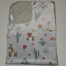 Cactus Llama Sun Plants Baby Blanket Lovey Fleece Sherpa 30x38 RN 119741