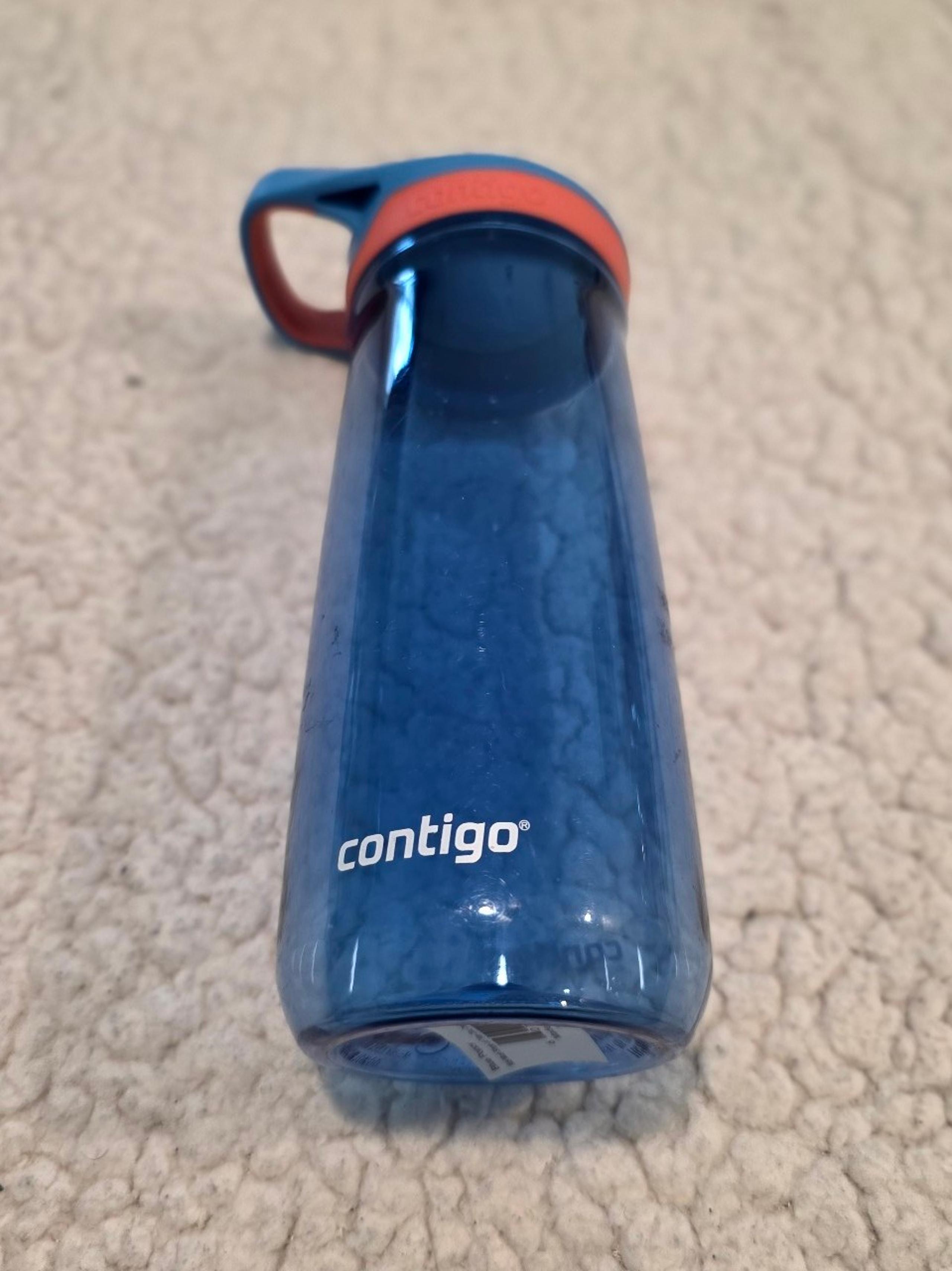 20oz Contigo Water Bottle Blue Poppy with Coral Accents