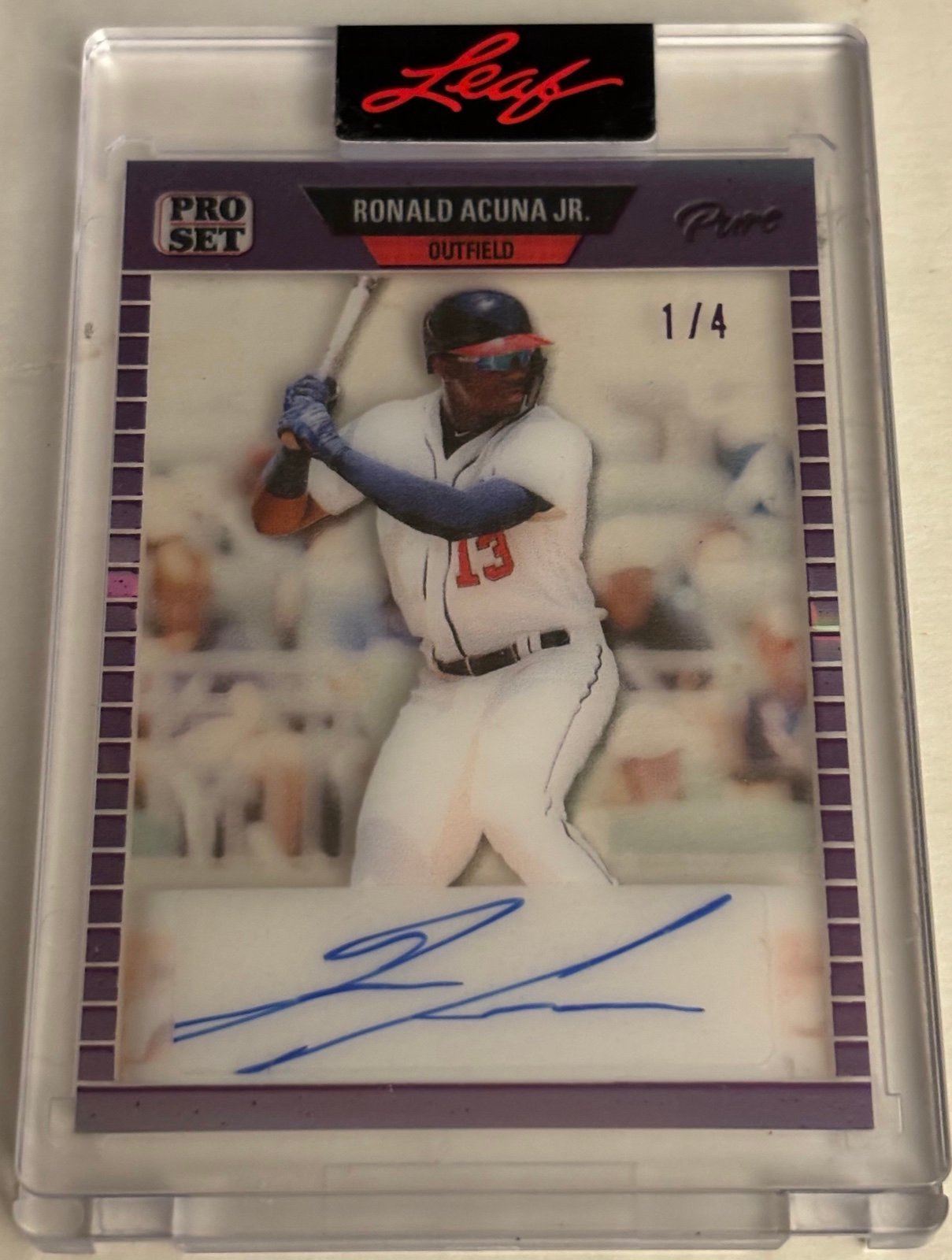 2023 Leaf Pro Set Ronald Acuna Jr purple auto #’d to 4 Braves