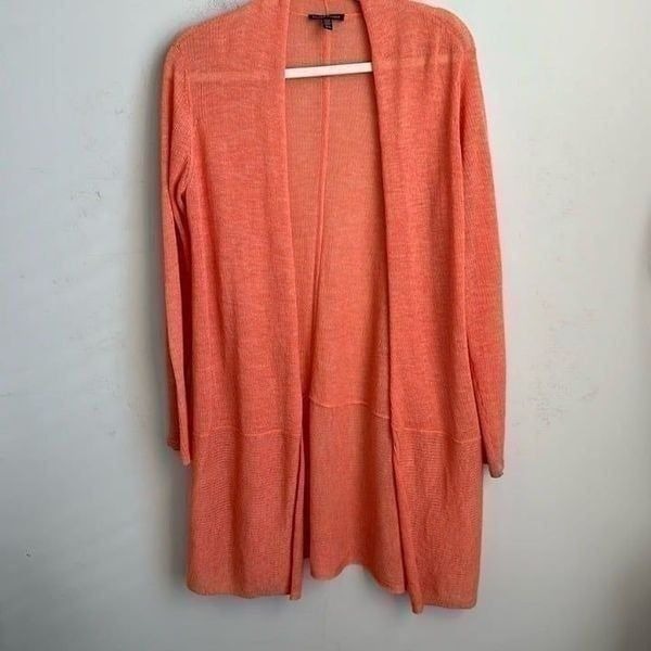 Eileen Fisher Coral Cardigan Wool Sweater M