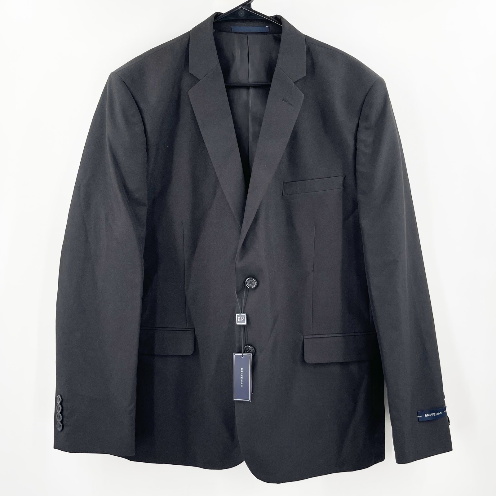 BRAVEMAN Blazer Suit Jacket Size 42R/36W Black NWT Classic Fit Pro2 2 Button