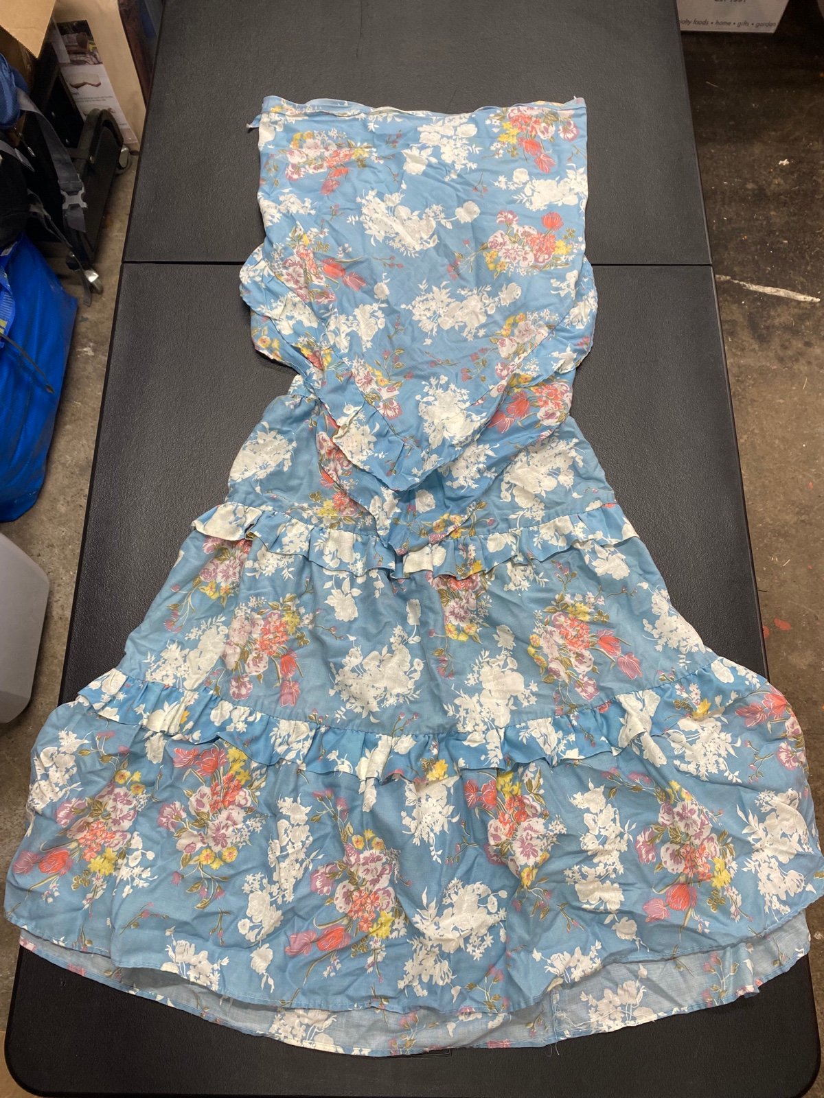 VTG 1950’s 2 Piece Floral Dress Western Style Baby Blue Pinup 1956 Cal USA Sz 12