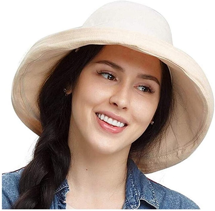 Flap Cover UV Protective Wide Brim Bucket Cotton Beach Sun Hat Summer Hat