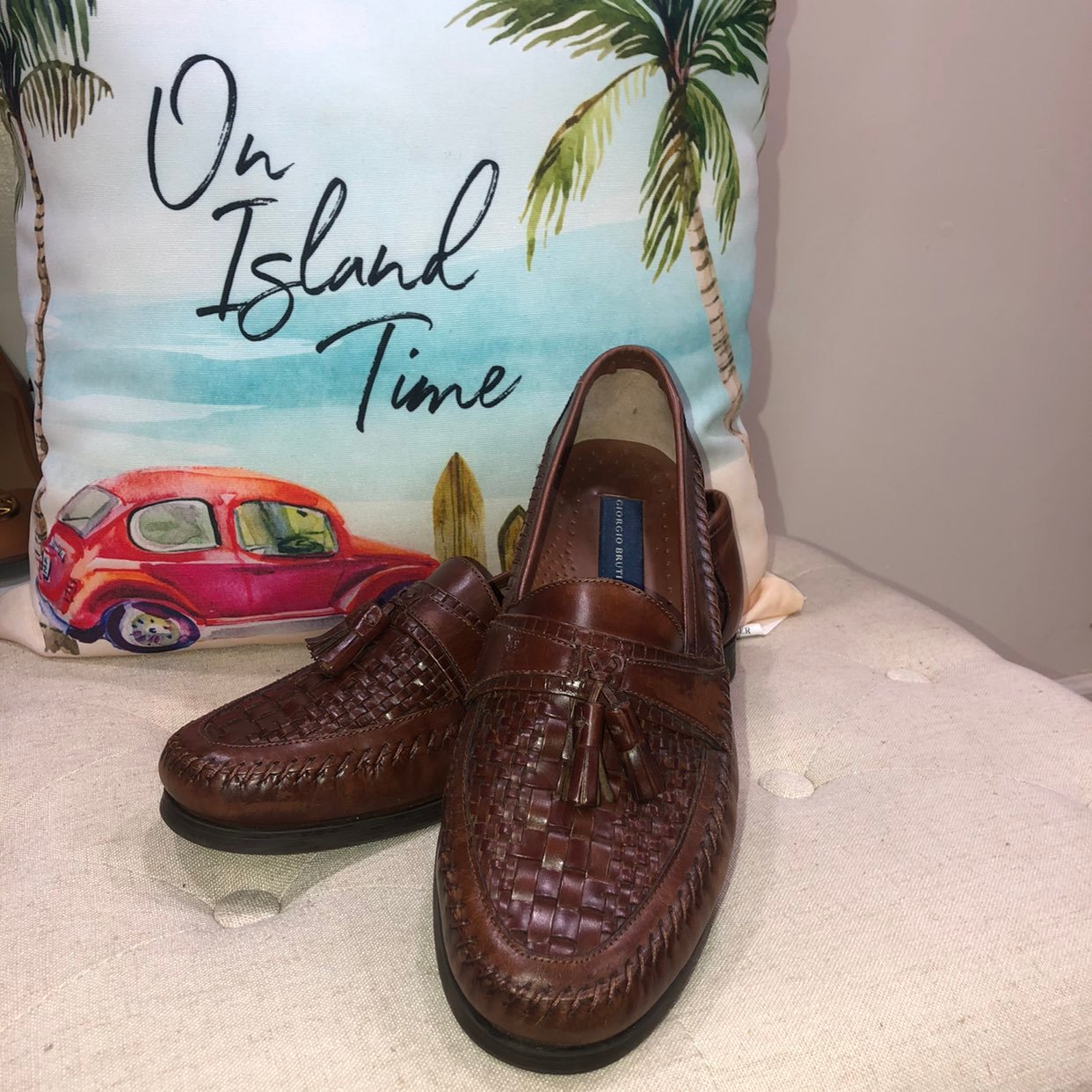 Giorgio Brutini Brown Leather Shock Absorbent Moccasin Shoes