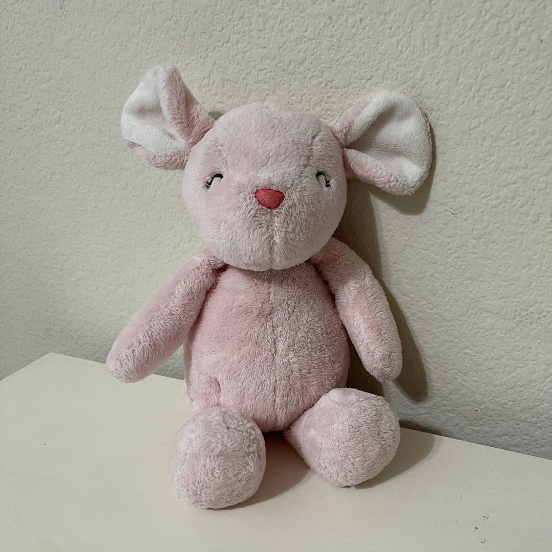 Carter's Pink Mouse Plush Baby Lovey 10” Stuffed Animal Sleeping Closed Eyes