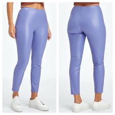 NEW Fabletics Vegan Leather High-Waisted Legging Bellflower (Blue Purple) Medium