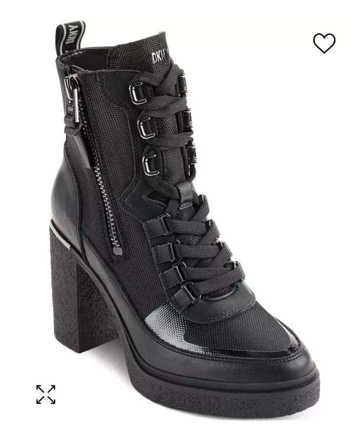 New DKNY Toia Lace-Up Zip Booties