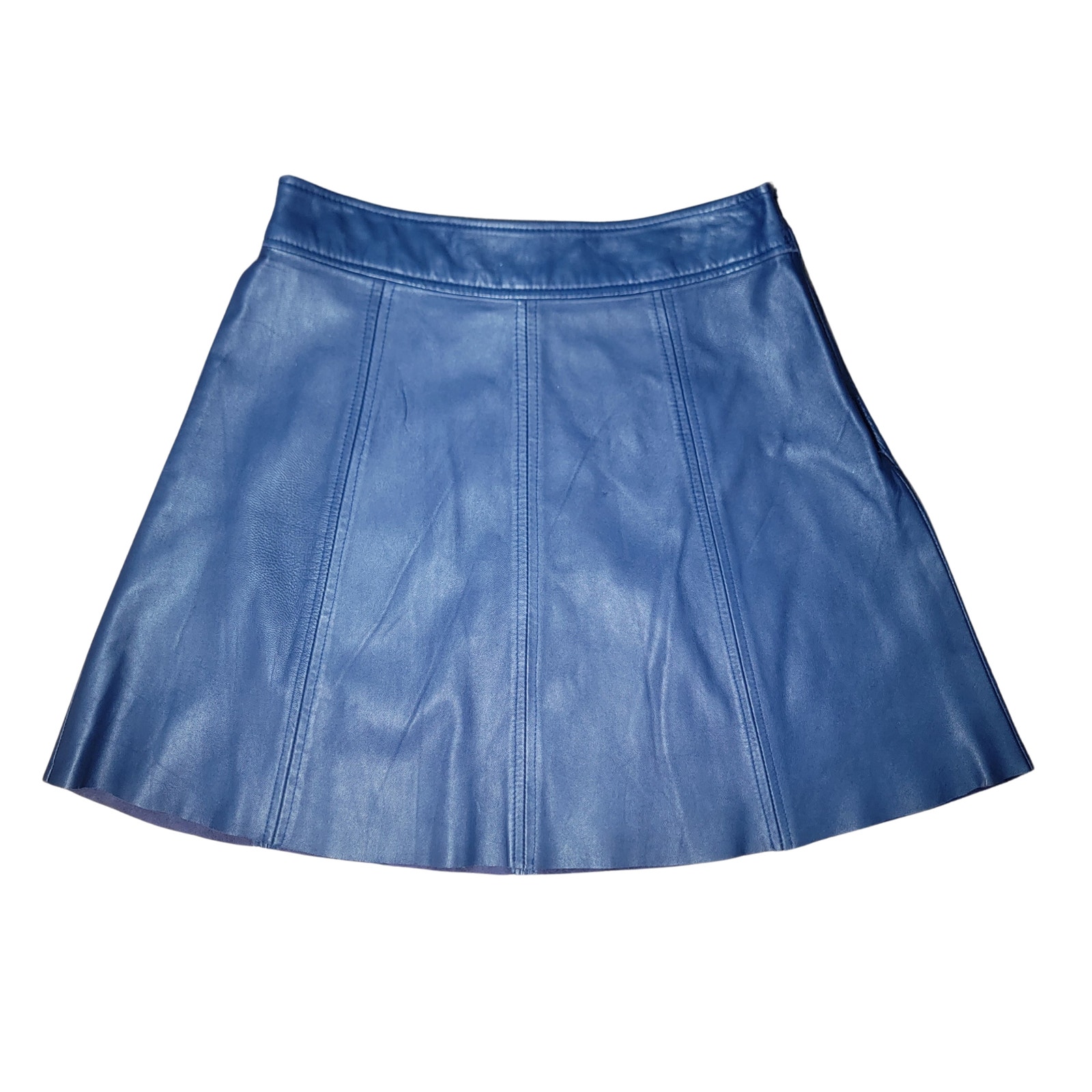 PJK - Patterson J. Kincaid Flirty A-Line Pleated Flair Lambskin Skirt Womens XS