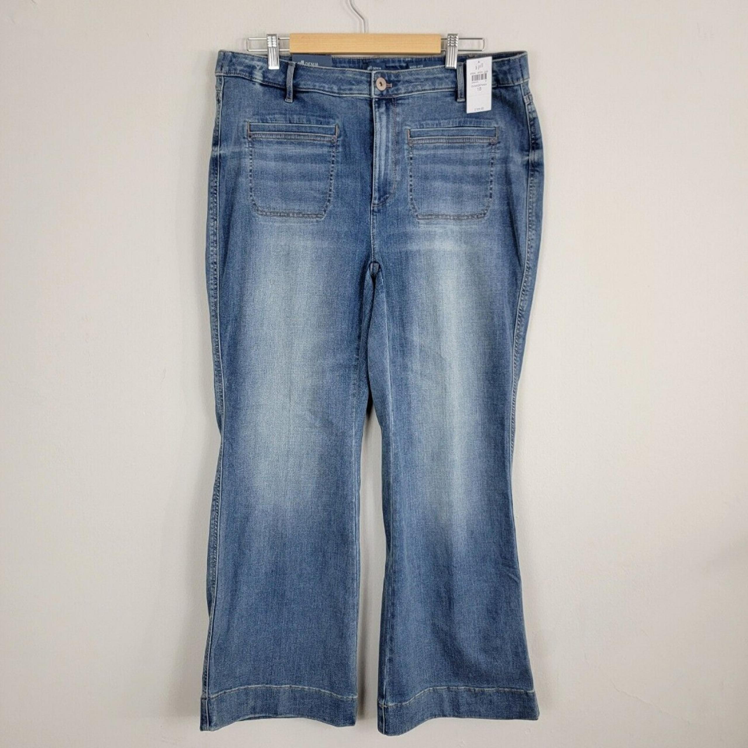 J. Jill Flare Leg Jeans Women 18 Regular Blue Denim High Rise Davenport Wash NWT