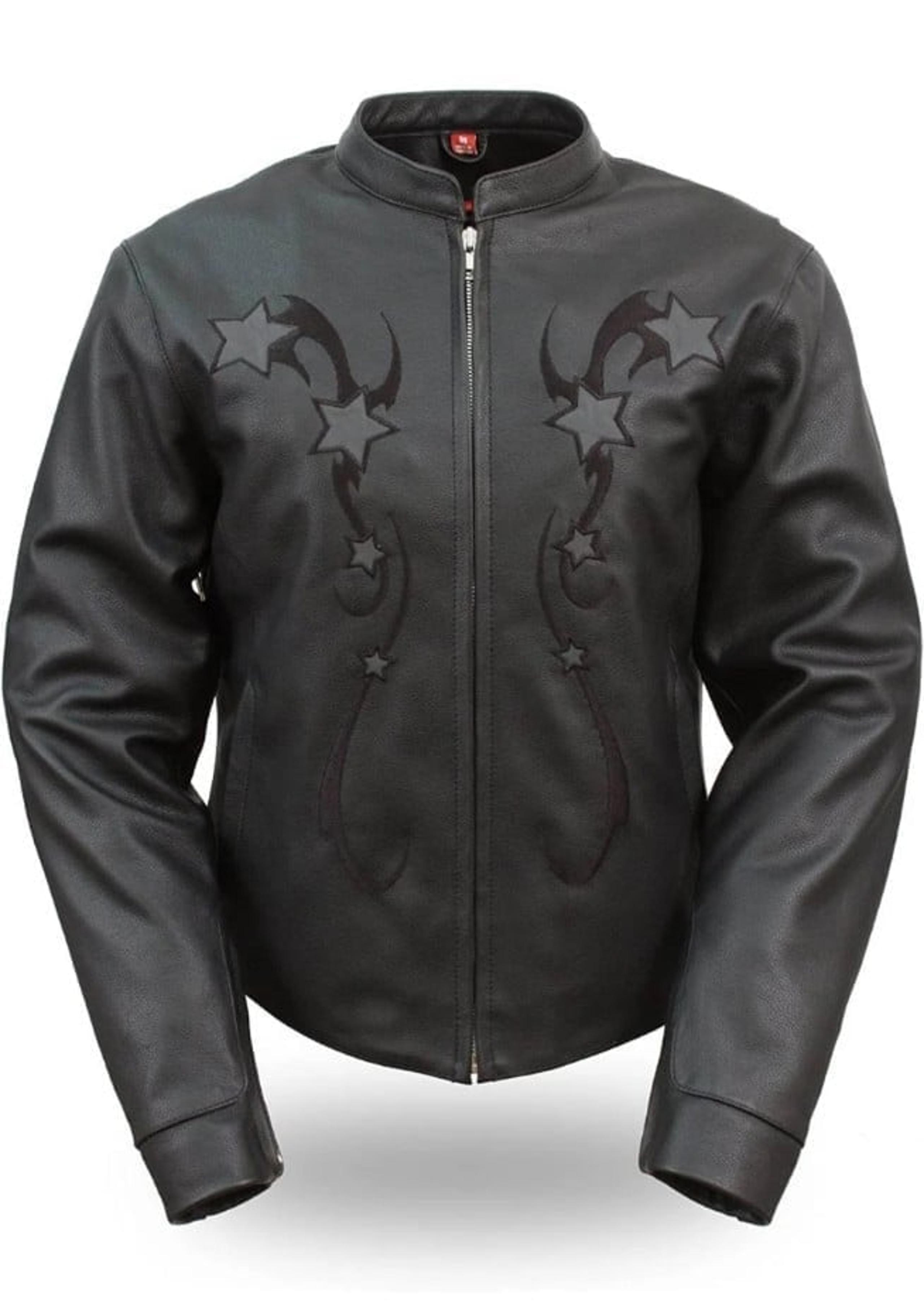 MOTORCYCLE LEATHER JACKET WITH REFLECTIVESTARS
