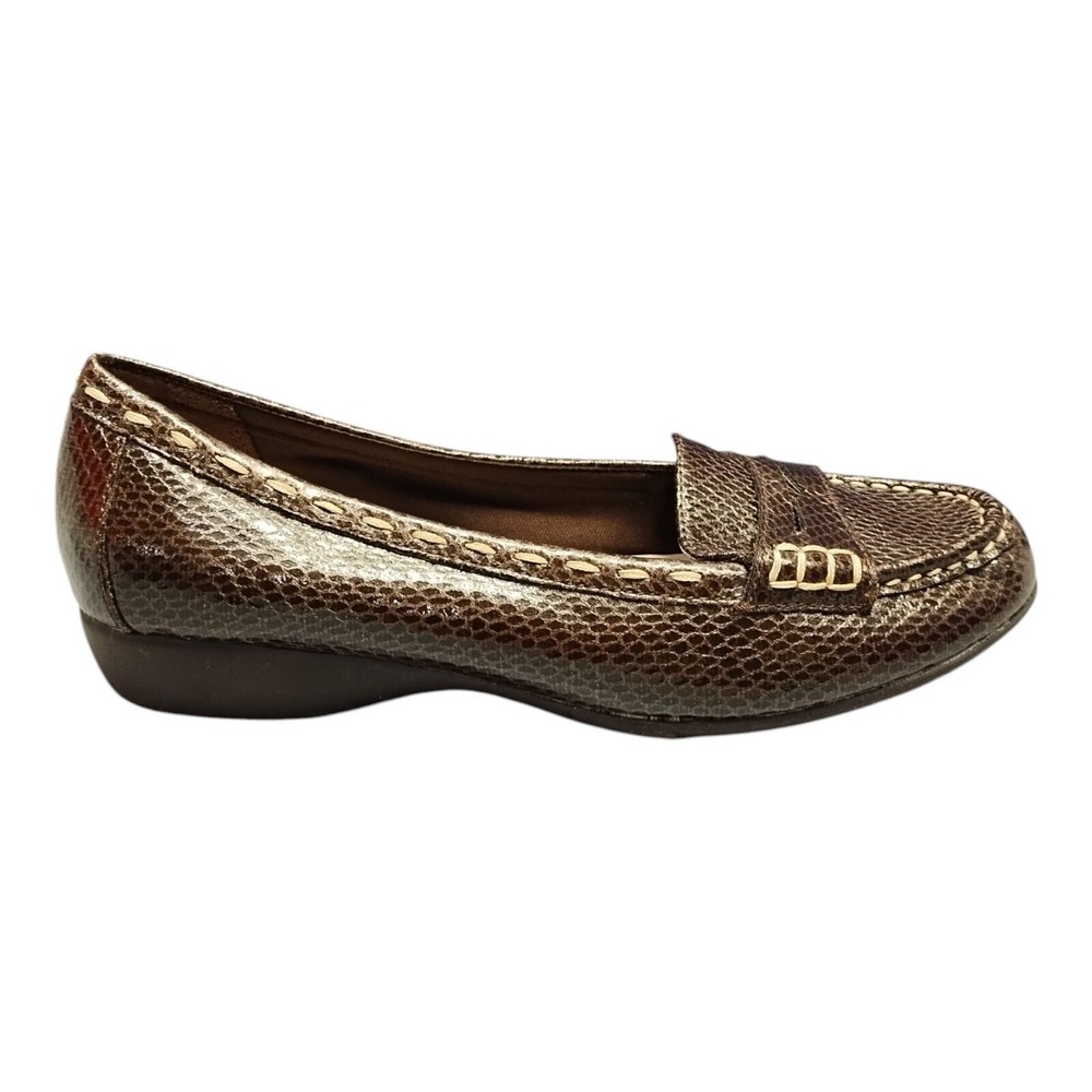 Etienne Aigner Ester Flats Womens Size 9M Brown Snake Leather Comfort 92694-7