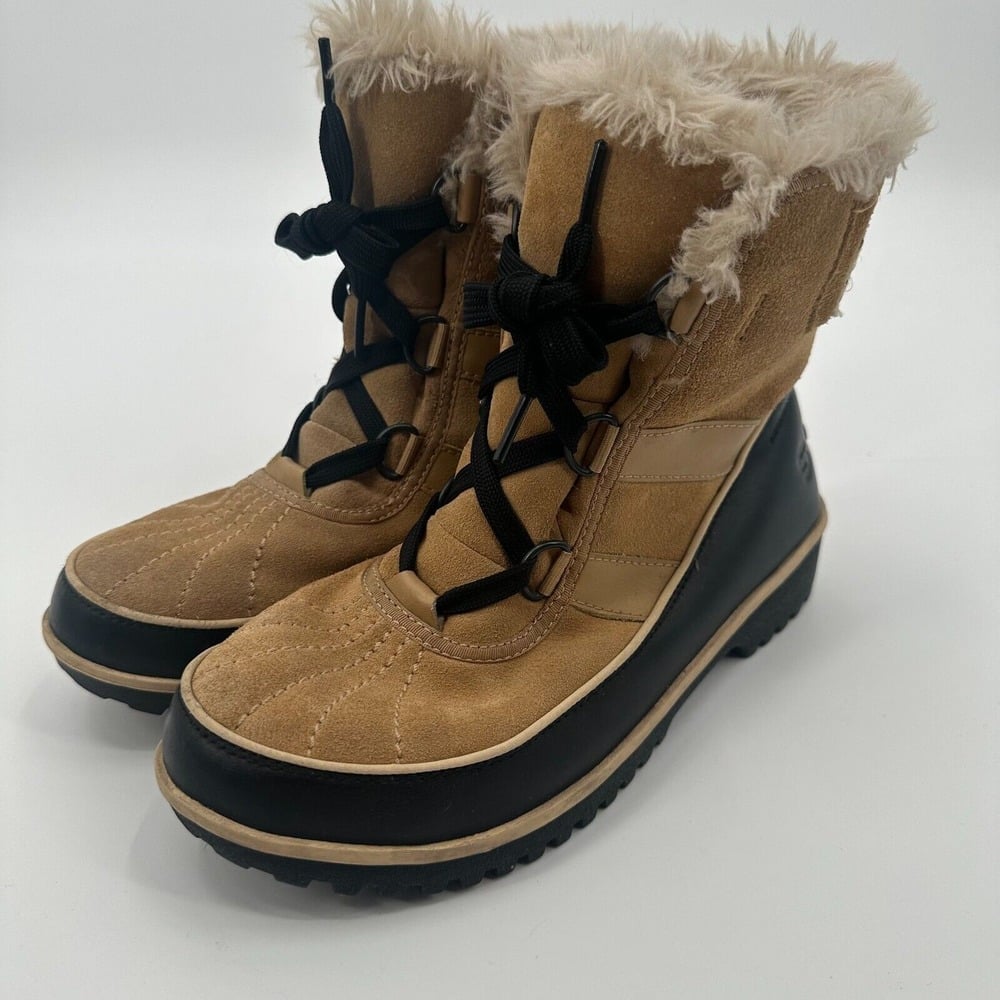 Sorel Tivoli Snow Boots Women's US 8.5 Tan Suede Leather Waterproof NL2089-373