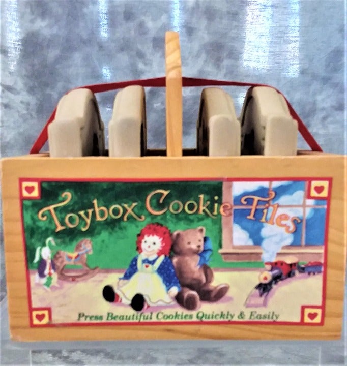 1999 Hill Designs Brown Bag Toybox Cookie Stamping Tiles Original Box