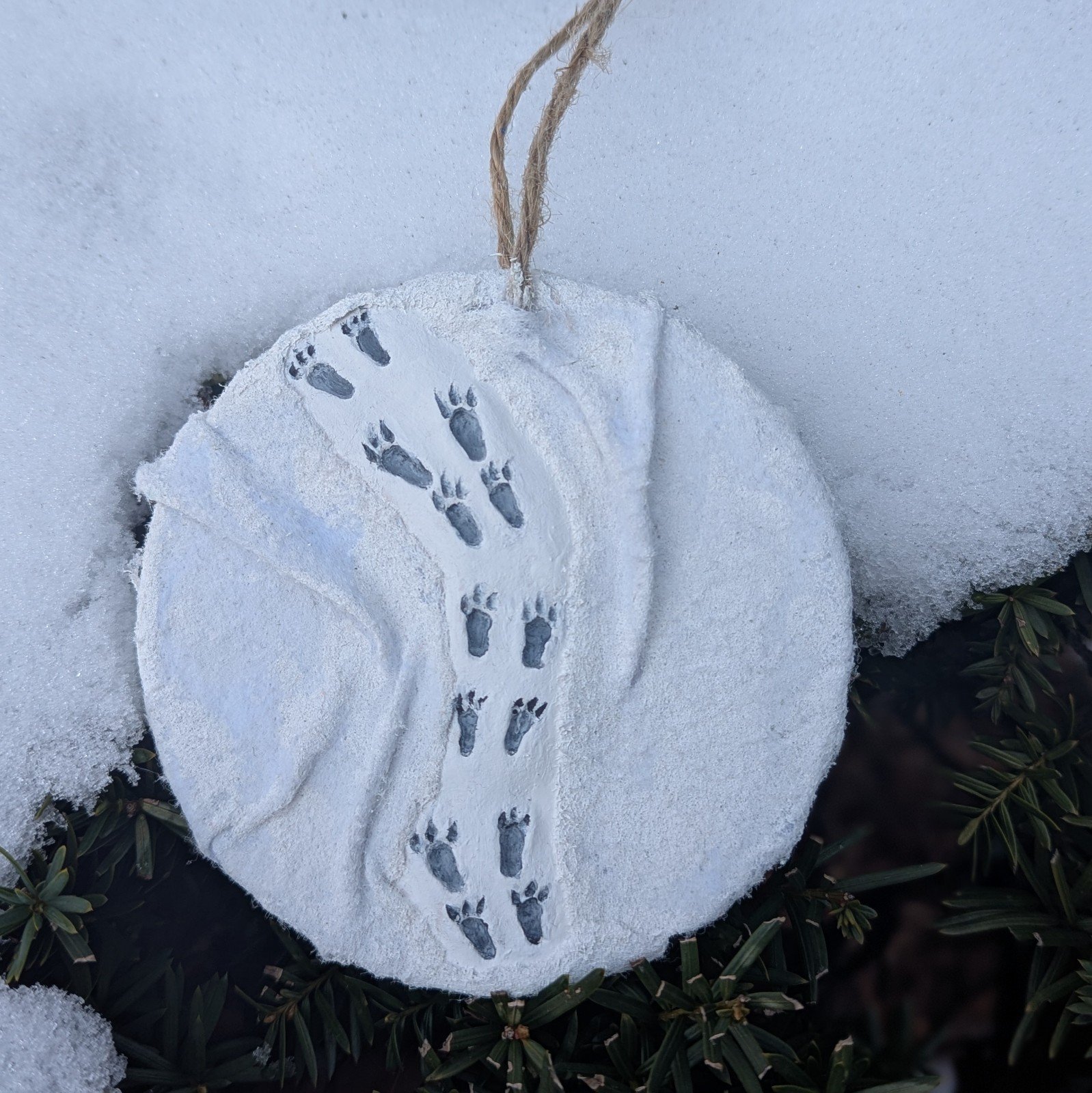 Animal Tracks Painting Paw Print Snow Mud Cottage Core Creature Winter Art